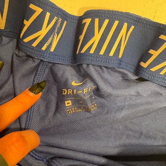 Nike Women's Royal Blue Athletic Shorts with White Swoosh - Picture 3 of 3